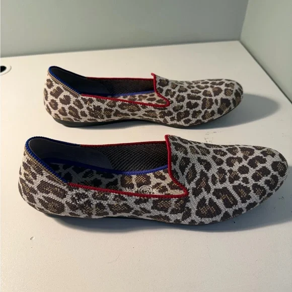Rothy's Leopard Print Flats with Red Trim - Picture 4 of 6